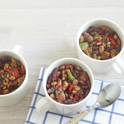<p>By using ground turkey or 95 percent lean beef, you'll save at least 7 grams of fat and 59 calories per serving. Plus the beans offer lots of fiber. This chili will please everyone at your next tailgate party.</p>
<p><strong>Recipe:</strong> <a href="../../../recipefinder/turkey-chili-recipe-clv0910" target="_blank"><strong>Turkey Chili</strong></a></p>