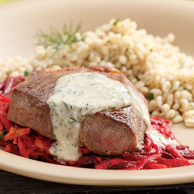 <p>Contributed by Ruth Estfon of Palm Harbor, Florida, this salmon and spinach meal will be on the table in 10 minutes flat.</p>
<p><strong>Recipe:</strong> <a href="http://gogonow.org/recipefinder/seared-strip-steaks-horseradish-root-vegetable-slaw-recipe-ew0311%22 target="_blank"><strong>Seared Strip Steaks with Horseradish-Root Vegetable Slaw</strong></a></p>
