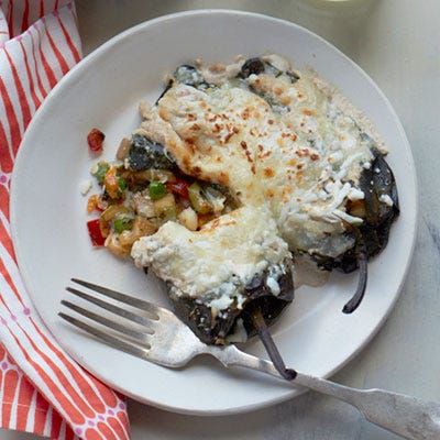 Vegetable Chiles Rellenos with Walnut Sauce and Cheese
