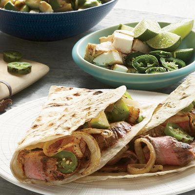 <p>Grill the chorizo, the cheese, and even the chiles for a smokier, more unique salsa. Thinly slice flank steak across the grain to keep it tender.</p><p><b>Recipe: </b><a href="/recipefinder/grilled-steak-tacos-avocado-salsa-recipe" target="_blank"><b>Grilled Steak Tacos with Avocado Salsa</b></a></p>