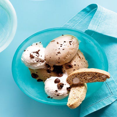 <p>The Italian tradition of dousing desserts with hot espresso becomes especially cooling in this swank cookies-and-cream concoction, with silky espresso ice cream and frozen vanilla whipped cream bolstering crunchy biscotti and chocolate-coated coffee beans.</p><p><b>Recipe: </b><a href="/recipefinder/frozen-affogato-recipe-mslo0513" target="_blank"><b>Frozen Affogato</b></a></p>