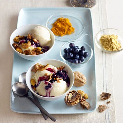 Frozen Yogurt Sundae with Spiced Nuts