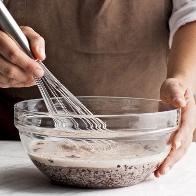 Stir with a whisk until smooth and shiny to break up any pieces and emulsify the cream and chocolate. 