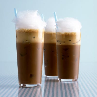 <p>With layers of texture and full-bodied flavor, this indulgent iced coffee is a rejuvenating treat for a balmy-weather wedding. Once blended, the frappe separates, leaving a frothy cap over the chilled java. It's topped with cotton candy to sweeten each sip.</p>
<p><strong>Recipe:</strong> <a href="../../../recipefinder/iced-coffee-frappe-cotton-candy-recipe-mslo0513" target="_blank"><strong>Iced Coffee Frappe with Cotton Candy</strong></a></p>
