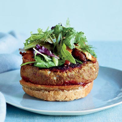 <p>Ground porcini mushrooms add a meaty flavor to this veggie burger.</p>
<p><strong>Recipe:</strong> <a href="http://gogonow.org/recipefinder/veggie-burgers-pomegranate-ketchup-recipe-fw0311%22 target="_blank"><strong>Veggie Burgers with Pomegranate Ketchup</strong></a></p>