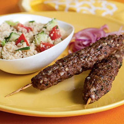<p>A twist on tradition, these kebabs feature ground beef that's been seasoned with onion, mint, garlic, cumin and paprika. To counter the spice, serve them with a cooling tabbouleh full of cucumber, mint, and tomato.</p><p><b>Recipe: </b><a href="http://gogonow.org/recipefinder/armenian-beef-kebabs-recipe-122385%22 target="_blank"><b>Armenian Beef Kebabs</b></a></p>