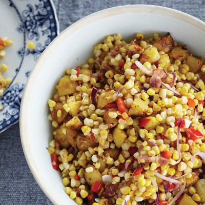 Warm Corn Chowder Salad with Bacon and Cider Vinegar
