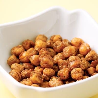 <p>When roasted in a hot oven, chickpeas become super-crunchy. They're a great low-fat substitute for nuts when salty cravings hit.</p><p><b>Recipe: </b><a href="/recipefinder/spiced-chickpea-nuts-recipe" target="_blank"><b>Spiced Chickpea "Nuts"
By - Unknown
</b></a></p>