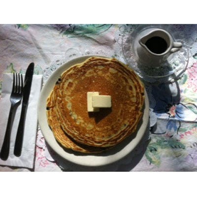<p>Why have regular pancakes when you can order flapjacks that lay across two plates? Extra-large, two-plate-sized pancakes are the norm at Mae's Cafe and Bakery in Maine. The eatery uses fresh and local ingredients from area farms and serves up breakfast and lunch as well as a plethora of scrumptious baked goods, all made in house. Luckily for pancake lovers, oversized plain or blueberry pancakes can be ordered all day.</p>

<p><i>Mae's Cafe and Bakery, 160 Centre St., Bath; (207) 442-8577; <a href="http://maescafeandbakery.com" 
target="_blank">maescafeandbakery.com</a></i></p>

<p><b>Homemade Version:</b> <a href="/recipefinder/basic-buttermilk-pancakes-recipe-rbk0213"><b>Basic Buttermilk Pancakes</b></a></p>