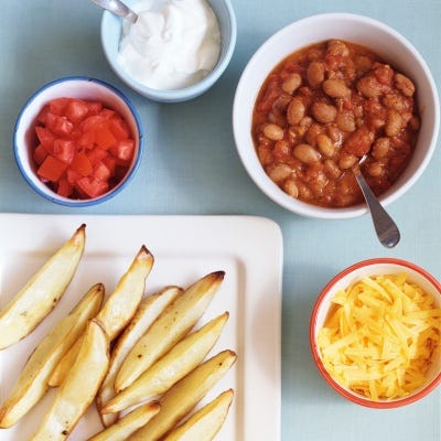 Roasted Potato Wedges and Chili