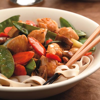 <p>Spiked with lots of zesty lemon, this delectable chicken stir-fry has a colorful mix of snow peas, carrots, and scallions. But feel free to substitute other thinly sliced vegetables, such as bell peppers or zucchini. Serve with rice noodles or brown rice.</p><p><b>Recipe: </b><a href="/recipefinder/lemon-chicken-stir-fry-recipe-6868" target="_blank"><b>Lemon Chicken Stir-Fry</b></a></p>