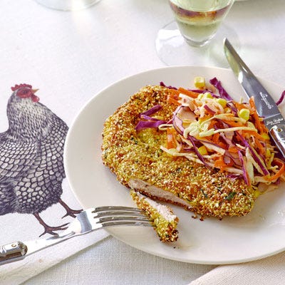 Unfried Chicken with Spicy Slaw