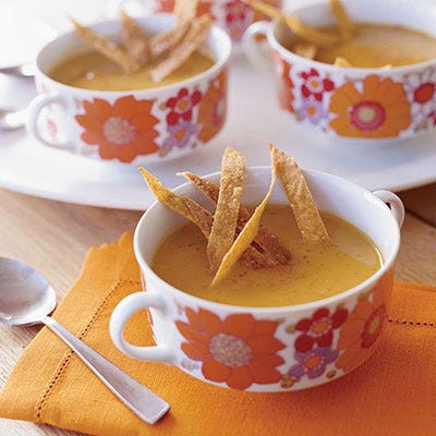 <p>This silky soup gets its smoky sweetness from pureed chipotle peppers, a Mexican staple, and the surprising addition of apples. "This is real comfort food for me," Sue Torres says. "I love that it's creamy without containing any cream."</p>
<p><strong>Recipe:</strong> <a href="http://gogonow.org/recipefinder/sweet-potato-chipotle-apple-soup-recipe-fw0913%22%3E%3Cstrong%3ESweet Potato Chipotle Apple Soup</strong></a></p>
