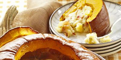 <p>The name says it all: this pumpkin is filled with the savory goodness of bacon, cheese, and bread; it makes a hearty main course or side dish.</p> <p><b>Recipe:</b> <a href="http://www.delish.com/recipefinder/pumpkin-stuffed-everything-good-recipe-mslo1011" target="_blank"><b>Pumpkin Stuffed with Everything Good</b></a></p>