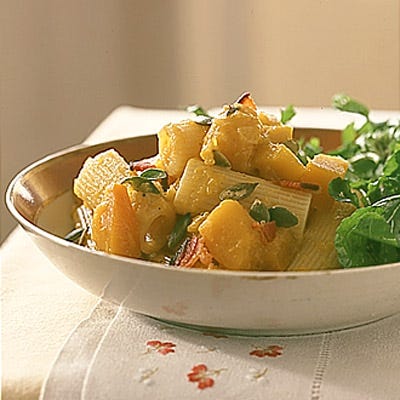 Rigatoni with Pumpkin and Bacon