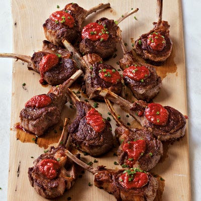 Rack of Lamb with Harissa <p>"Mmmmm... Middle Eastern spices. Every time I think about these exotic flavors my mouth just starts to water. I was first introduced to harissa by Mario Batali during an <i>Iron Chef</i> battle. He helped open up the world of flavors and spices to me and showed me that it's not all about Italian ALL the time. The heat of harissa — which is a North Afican chili sauce — is made for the luscious flavor of lamb. Sure, lamb is already yummy, but when you accent it with the deliciousness of this spice paste, it's like putting makeup on a beautiful woman — it just enhances the whole thing. There are lots of commericial version of harissa, but it's easy to make it yourself, and in my opinion, way better. Whether you use it on this lovely little rack of lamb, add it to a stew, or toss it in a pita, it's a super secret-flavor weapon from the Mediterranean I'm sure you'll be happy to become acquainted with." — Anne Burrell</p>
<p><strong>Recipe:</strong> <a href="http://gogonow.org/recipefinder/rack-of-lam-with-harissa-recipe-del1113%22%3E%3Cstrong%3ERack of Lamb with Harissa</strong></a></p>