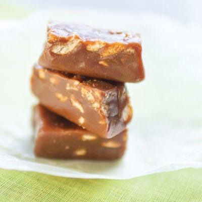 Beer and Pretzel Caramels <p>"This recipe so embodies everything about us and why we started Liddabit that we just had to share it. It's a little out-there, it's fun, it's delectable; there's a good hit of salt and a touch of bitterness. We had to do a lot of improvising to come up with the final recipe, and it was very much a labor of love." <br /><br /> <b>From:</b> <i>The Liddabit Sweets Candy Cookbook</i> © 2013 by Liz Gutman and Jen King <a href="http://search.barnesandnoble.com/booksearch/isbnInquiry.asp?EAN=9780761166450&lkid= J25249592&pubid=K125307&byo=1" target="_blank">Buy the book</a></p>
<p><strong>Recipe:</strong> <a href="http://gogonow.org/recipefinder/beer-pretzel-caramels-recipe-del0913%22%3E%3Cstrong%3EBeer and Pretzel Caramels</strong></a></p>