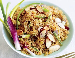Warm Quinoa Salad <p>Carbs are good! Our bodies need carbohydrates as a source of fuel and serotonin. The key is to eat smart carbs that are whole grains, which provide a slow and steady release of fuel, keeping your energy consistent and balanced. Quinoa, which is actually a seed, is packed with protein, gives you all 9 essential amino-acids, provides a massive 118 mg of magnesium and is quick and simple to cook. </p>
<br></br>
Try these nutritious quinoa recipes to prevent an energy crash:<br></br><a href="http://gogonow.org/recipefinder/quinoa-salad-toasted-almonds-ghk0208%22%3EWarm Quinoa Salad with Toasted Almonds</a><br></br><a href="http://gogonow.org/recipefinder/sweet-breakfast-quinoa-recipe-fw0211%22%3ESweet Breakfast Quinoa</a><br></br><a href="http://gogonow.org/recipefinder/warm-quinoa-salad-carrots-grilled-chicken-recipe-fw0212%22%3EQuinoa Salad with Carrots and Grilled Chicken</a>