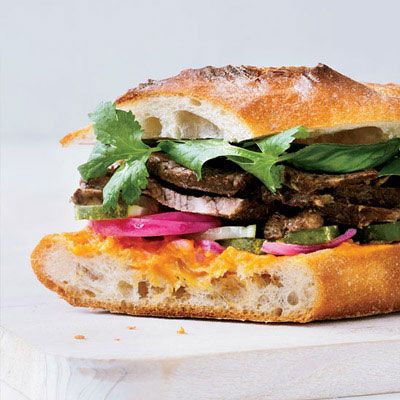 Short Rib Banh Mi with Quick Pickles and Fresh Herbs Recipe