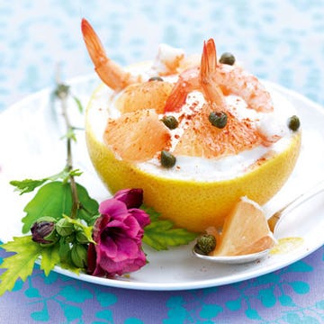 Grapefruit adds a refreshing, burst of citrus to chilled shrimp while capers counterbalance with a salty intensity.
<p><br/><strong>Recipe: <a href="/recipefinder/grapefruit-cottage-cheese-shrimp-salad-recipe-del0813?click=recipe_sr" target="_blank">Grapefruit, Cottage Cheese, and Shrimp Salad</a></strong></p>