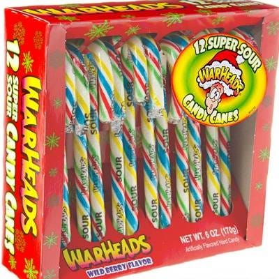 If minty candy isn't really your thing then maybe give these WarHead candy canes a try! Just be advised that these are a lot bigger than your typical WarHead hard candy and last a lot longer too.
<br /><br />
<a href="http://www.candywarehouse.com/products/warheads-super-sour-candy-canes-12-piece-box/" target="_blank">candywarehouse.com</a>
