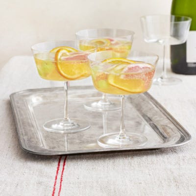 <p>With the addition of sparkling wine, sangria transitions easily from a lazy brunch to a New Years Eve party. St. Germain-soaked fruit adds a sweet surprise to this festive sip.</p>
<p><strong>Recipe: <a href="http://gogonow.org/recipefinder/sparkling-winter-sangria-recipe-clv1212%22 target="_blank">Sparkling Winter Sangria</a></strong></p>