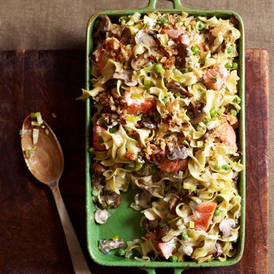 <p>This veggie-packed version of tuna noodle casserole is loaded with chunks of seafood-counter salmon for a Mediterranean-inspired upgrade that's flavored with leeks, mushrooms, and herbs. </p>
<p><strong>Recipe: <a href="http://gogonow.org/recipefinder/salmon-noodle-bake-recipe-ghk0111%22 target="_blank">Salmon Noodle Bake</a></strong></p>