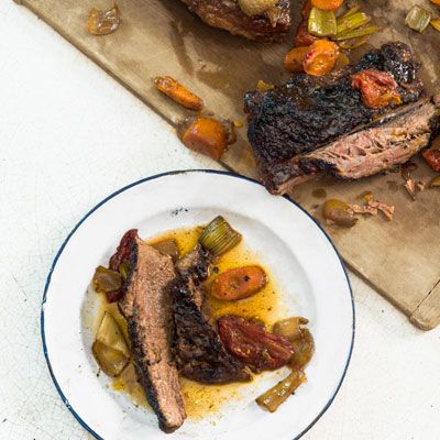 <p>Following a quick sear on the stovetop, this beef cooks low and slow in the oven to ensure fork-tender results. An earthy cinnamon-paprika rub balances the richness of the fruit glaze.</p>
<p><strong>Recipe:</strong> <a href="http://www.delish.com/recipefinder/braised-brisket-bourbon-peach-glaze-clv0513" target="_blank">Braised Brisket with Bourbon-Peach Glaze</a></p>