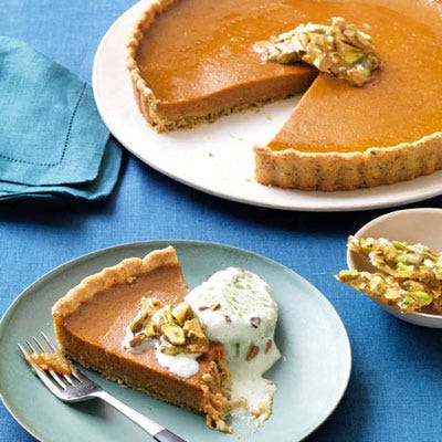 <p>This year, a new take on an old classic will make you forget all about both pumpkin pie and pumpkin cheesecake. Surrounded by nutty pistachio crust and topped with mouth-watering pistachio brittle, this pumpkin tart is sure to win you over.</p>
<p><b>Recipe: <a href="http://gogonow.org/recipefinder/pumpkin-tart-pistachio-crust-brittle-recipe-rbk1112%22 target="_blank">Pumpkin Tart with Pistachio Crust and Brittle</a></b></p>