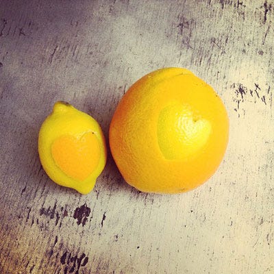 <p>It's easy to show off some lemon love by carving peels into heart shapes.</p>