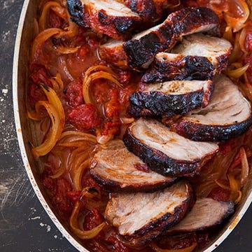 <p>This recipe showcases boneless pork shoulder roast — essentially, a butterflied cut that has been rolled and tied neatly. Have your butcher trim off as much fat as possible.<p><strong>Recipe: <a href="http://gogonow.org/recipefinder/brown-sugar-glazed-pork-roast-recipe-fw1213%22 target="_blank">Brown Sugar-Glazed Pork Roast</a></strong></p>