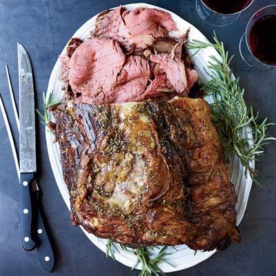 Rosemary-Pepper Beef Rib Roast with Porcini Jus