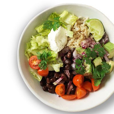 <p>This deconstructed burrito leaves out the carb-heavy tortilla and subs in brown rice for the usual white; it's a healthier version of the classic Mexican dish.</p>
<p><b>Recipe: <a href="http://www.delish.com/recipefinder/hearty-bean-burrito-bowl-recipe-wdy0314">Hearty Bean Burrito Bowl</a></b></p>