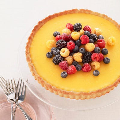 <p>Bright, zest lemon curd makes this tart the star of any dessert table. Scattered with fresh berries, it'll have a gravitational pull on your guests.</p>
<p><strong>Recipe: <a href="http://gogonow.org/recipefinder/lemon-berry-tart-recipe-rbk0410%22 target="_blank">Lemon Berry Tart</a></strong></p>