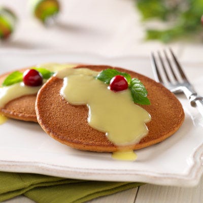 Gingerbread Pancakes with Warm Lemon Sauce