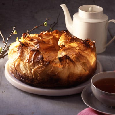 <p>Layers of paper-thin buttery phyllo overlap to form a delicate base for a sweet potato souffle.</p>
<p><b>Recipe:</b> <a href="http://gogonow.org/recipefinder/sweet-potato-souffle-pie-recipe-mslo1010%22 target="_blank"><b>Sweet Potato Souffle Pie</b></a></p>