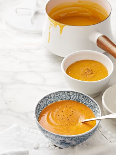 <p>Go whole hog with this rich, creamy pumpkin soup or lighten it up with low-sodium chicken broth and only 3 tablespoons of heavy cream.</p>
<p><strong>Recipe: <a href="http://gogonow.org/recipefinder/harvest-pumpkin-soup-recipe-clv1112%22 target="_blank">Harvest Pumpkin Soup</a></strong></p>