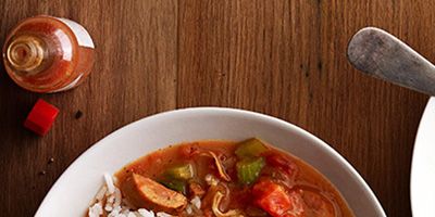 <p>Sunny Anderson's gumbo takes way less time to make than most, but it's just as flavorful and bold; if you can find gumbo filé powder in your local supermarket's spice section, shake a bit over your bowl (as you would salt) for a distinctly earthy flavor.</p><p><strong>Recipe:</strong> <a href="http://www.delish.com/recipefinder/chicken-andouille-gumbo-recipe-opr0114"><strong>Chicken and Andouille Gumbo</strong></a></p>


