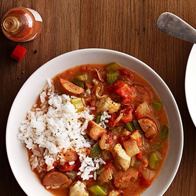 <p>Sunny Anderson's gumbo takes way less time to make than most, but it's just as flavorful and bold; if you can find gumbo filé powder in your local supermarket's spice section, shake a bit over your bowl (as you would salt) for a distinctly earthy flavor.</p><p><strong>Recipe:</strong> <a href="http://www.delish.com/recipefinder/chicken-andouille-gumbo-recipe-opr0114"><strong>Chicken and Andouille Gumbo</strong></a></p>


