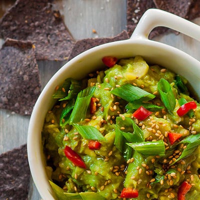 Thai Guacamole with Sesame and Scallion <p>This Thai-inspired guacamole features sesame seeds and scallions.</p><p><strong>Recipe:</strong> <a href="http://gogonow.org/recipefinder/thai-guacamole-sesame-scallion-recipe-fw0214%22%3E%3Cstrong%3EThai Guacamole with Sesame and Scallion</strong></a></p>