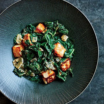 For this delightful version of the classic Indian dish of spinach and cheese, try replacing paneer with halloumi, the salty, firm Greek cheese.
 Recipe: Saag Paneer