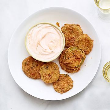 <p>Try this slightly spicy, Tex-Mex-inspired take on a traditional Southern dish.</p>

<p><strong>Recipe:</strong> <a href="http://www.delish.com/recipefinder/fried-green-tomatillos-spicy-cream-sauce-recipe-opr0913"><strong>Fried Green Tomatillos with Spicy Cream Sauce</strong></a></p>