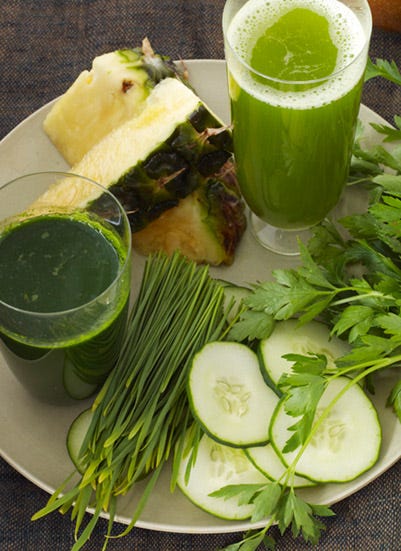 <p>The bold green flavor of wheatgrass mingles seamlessly with the fresh sweetness of pineapple and pear — uplifted by a hint of mint — turning this detox drink into a delicious refresher.</p>
<p><strong>Recipe: <a href="http://gogonow.org/recipefinder/verdant-vista-recipe-del0214%22 target="_blank">Verdant Vista</a></strong></p>