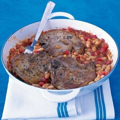 <p>Juicy bone-in pork chops and flavorful white beans in only 30 minutes. While the bean mixture is simmering in step 2, start working on the pork chops. This way, the entire dish will be ready at about the same time. </p>
<p><strong>Recipe: <a href="http://www.delish.com/recipefinder/pork-chops-white-beans-recipe-mslo0214" target="_blank">Pork Chops with White Beans</a></strong></p>