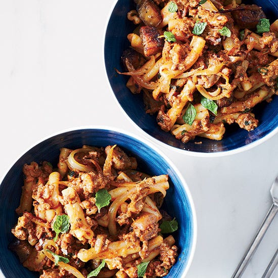 cumin lamb noodles with eggplant