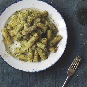 Rigatoni with Swiss Chard Pesto
