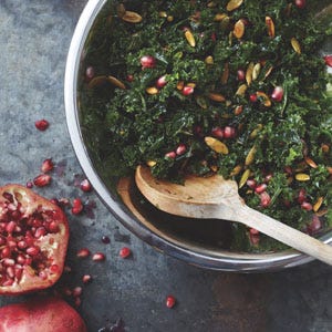 Kale Salad with Pomegranate and Pumpkin Seeds