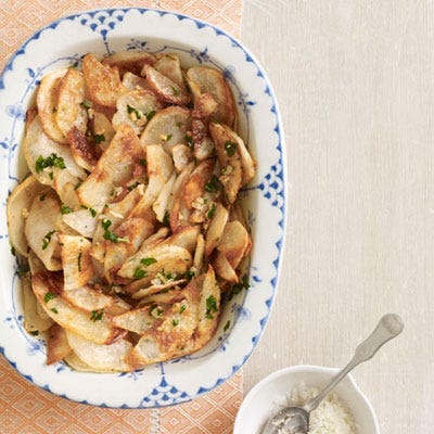Garlic Potatoes <p>These sinfully delicious potatoes can be thought of as a hybrid of French fries and mashed potatoes and, best of all, pair well with breakfast <em>and</em> dinner. Potatoes are roasted until golden brown then doused with your favorite mashed potato additions like garlic butter and nutty pecorino cheese. If you're feeling down on "Singles Awareness Day," two comfort foods combined should knock out any lingering feelings.</p>
<p><strong>Recipe: <a href="http://gogonow.org/recipefinder/garlic-potatoes-recipe-clv0511%22 target="_blank">Garlic Potatoes</a></strong></p>