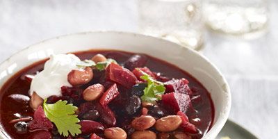 <p>Beets and fire-roasted tomatoes color this vegetarian chili, perfect for Valentine's Day.</p>

<p><b>Recipe: <a
href="http://www.delish.com/recipefinder/valentine-red-chili-recipe"> Valentine's Day Red Chili</a></b></p>