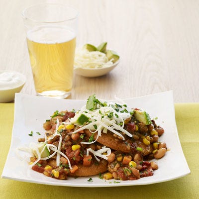 <p>Creatively served over toasty corn cakes, this hearty vegetarian chili is so delicious, you'll never miss the meat.</p>

<p><b>Recipe: <a
href="http://gogonow.org/recipefinder/sausage-chili-recipe-rbk0411%22%3E I Swear It's Sausage Chili</a></b></p>